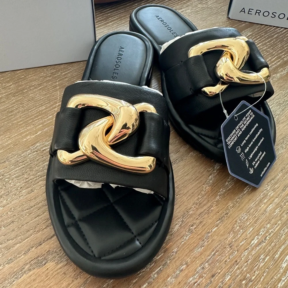 NWT Aerosoles Sz 6 Black & Gold Ortholites Luxury - never worn - Picture 2 of 10